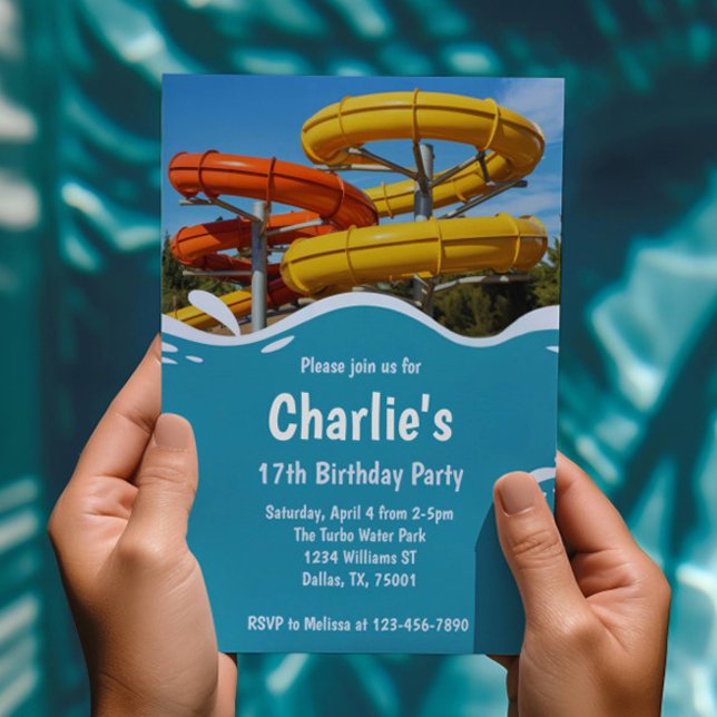 Invitación Fiesta de Cumpleaños de Verano en Parque Acuático  (Subido por el creador)