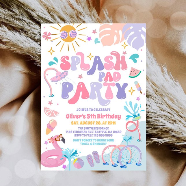 Invitación Fiesta de cumpleaños de verano en Tropical Splash  (Subido por el creador)