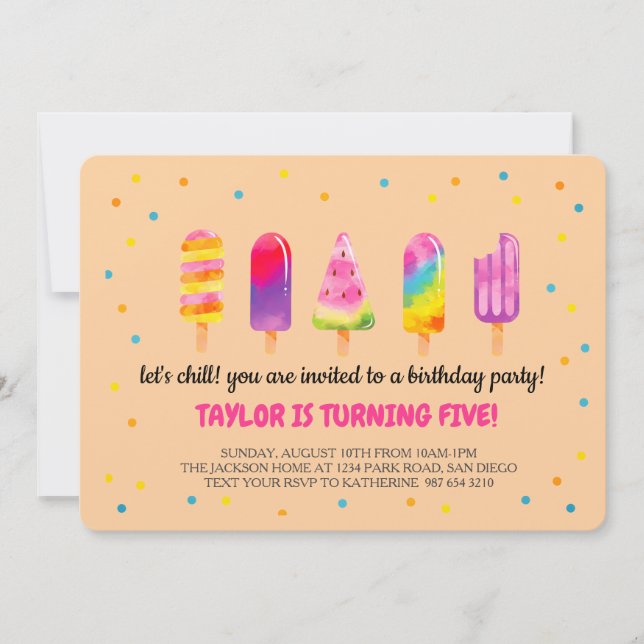 Invitación Fiesta de cumpleaños de verano Hello (Anverso)