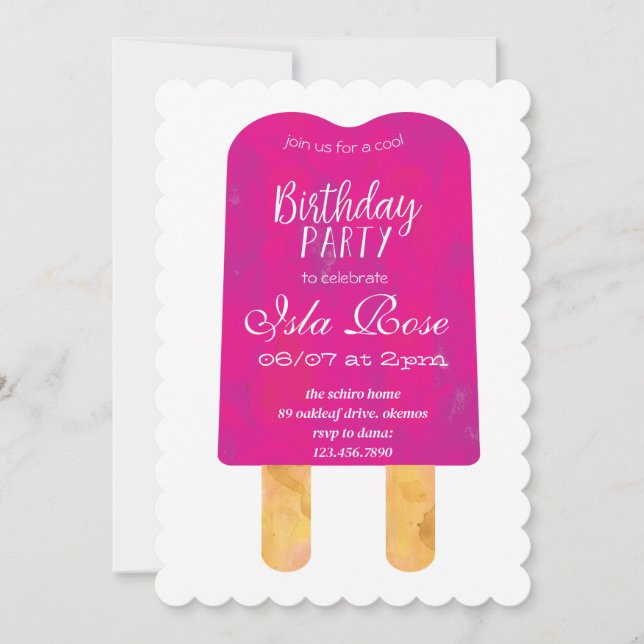 Invitación Fiesta de cumpleaños de verano Hello (Anverso)