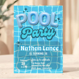 Invitación Fiesta de Cumpleaños de Verano Niño Piscina Azul