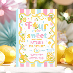 Invitación Fiesta de cumpleaños de verano número 4 Four Ever