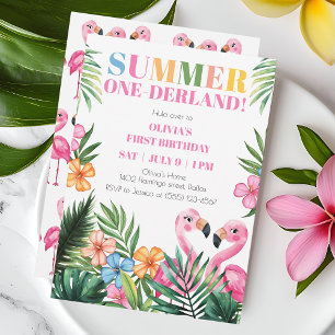 Invitación Fiesta de cumpleaños de verano Onederland Flamenco