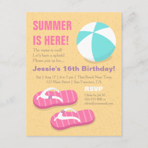 Invitación Fiesta de cumpleaños de verano para adolescentes e