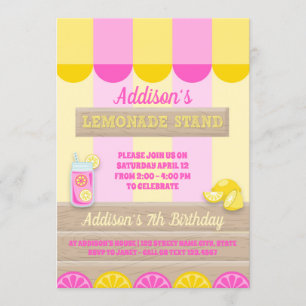 Invitación Fiesta de cumpleaños de verano para la lémona rosa