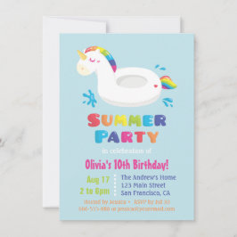 Invitación Fiesta de cumpleaños de verano para niños con flot