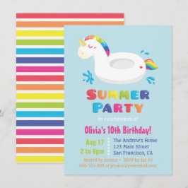 Invitación Fiesta de cumpleaños de verano para niños con flot