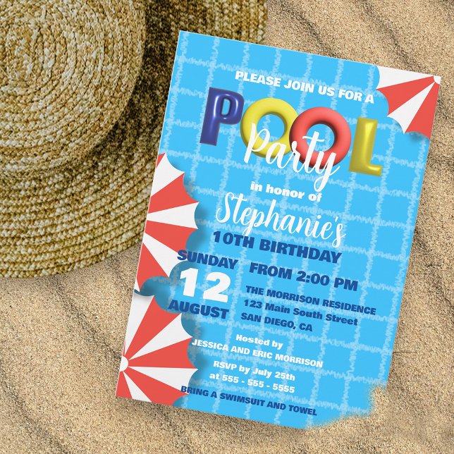 Invitación Fiesta de cumpleaños de verano para niños con flot (Subido por el creador)