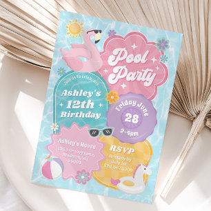 Invitación Fiesta de cumpleaños de verano retro Fiesta de pis