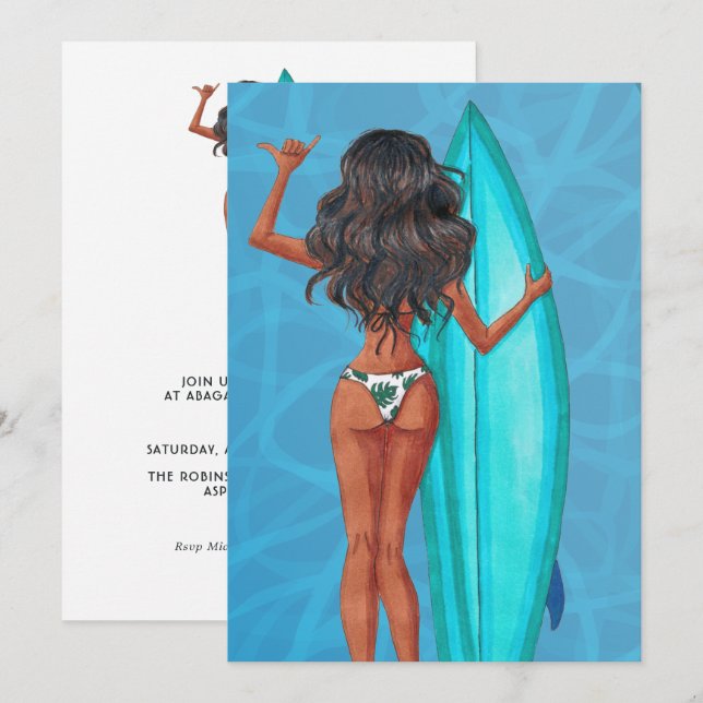 Invitación Fiesta de cumpleaños de verano rústico en la playa (Anverso / Reverso)