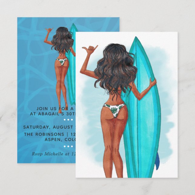 Invitación Fiesta de cumpleaños de verano rústico en la playa (Anverso / Reverso)