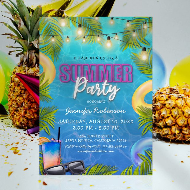 Invitación Fiesta de cumpleaños de verano tropical (Subido por el creador)