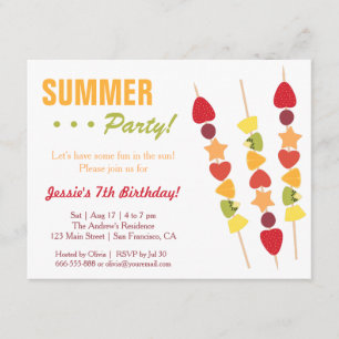 Invitación Fiesta de Cumpleaños de Verano Tropical Afrutado