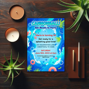 Invitación Fiesta de Cumpleaños de Verano Tropical en la Pisc