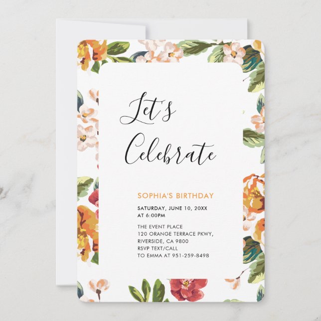 Invitación Fiesta de Cumpleaños de Verano Tropical Moderno pa (Anverso)