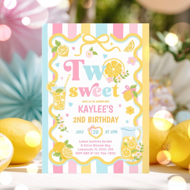 Invitación Fiesta de cumpleaños de verano Two Sweet Lemon 2 (Subido por el creador)