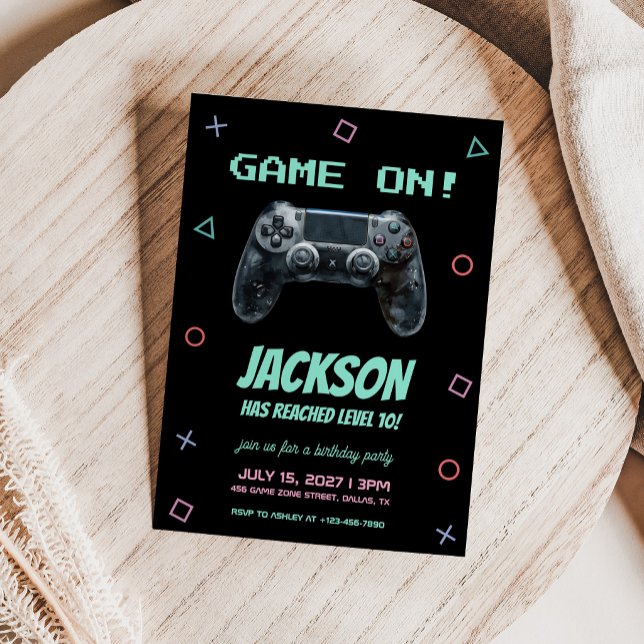 Invitación Fiesta de Cumpleaños de Videojuegos (Subido por el creador)