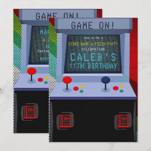 Invitación Fiesta de cumpleaños de videojuegos de arcade