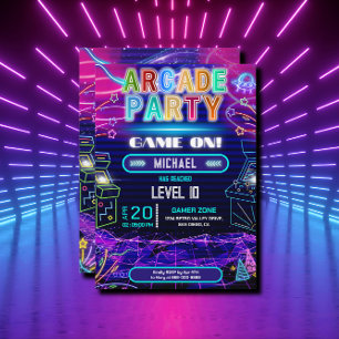 Invitación fiesta de cumpleaños de videojuegos en cascada de
