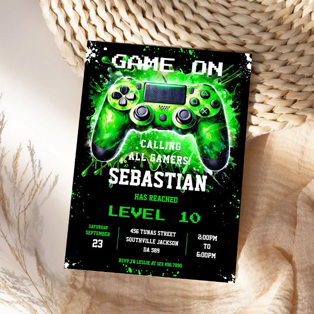 Invitación Fiesta de Cumpleaños de Videojuegos para Chicos Ga (Subido por el creador)