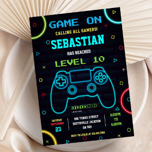 Invitación Fiesta de Cumpleaños de Videojuegos para Chicos Ga