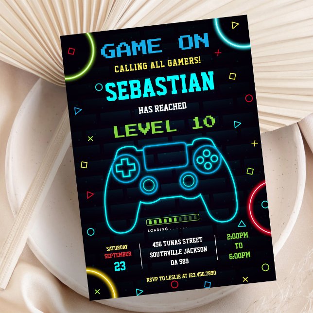 Invitación Fiesta de Cumpleaños de Videojuegos para Chicos Ga (Subido por el creador)
