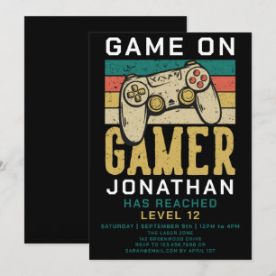 Invitación Fiesta de Cumpleaños de Videojuegos Sube de Nivel 