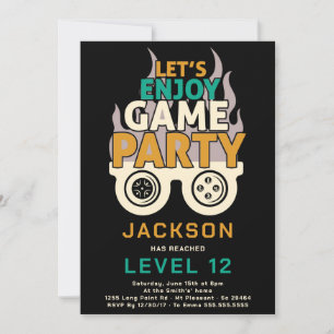 Invitación Fiesta de Cumpleaños de Videojuegos Sube de Nivel