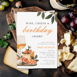 Invitación Fiesta de cumpleaños de vino y queso