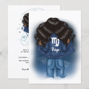 Invitación Fiesta de cumpleaños de Virgo afroamericano