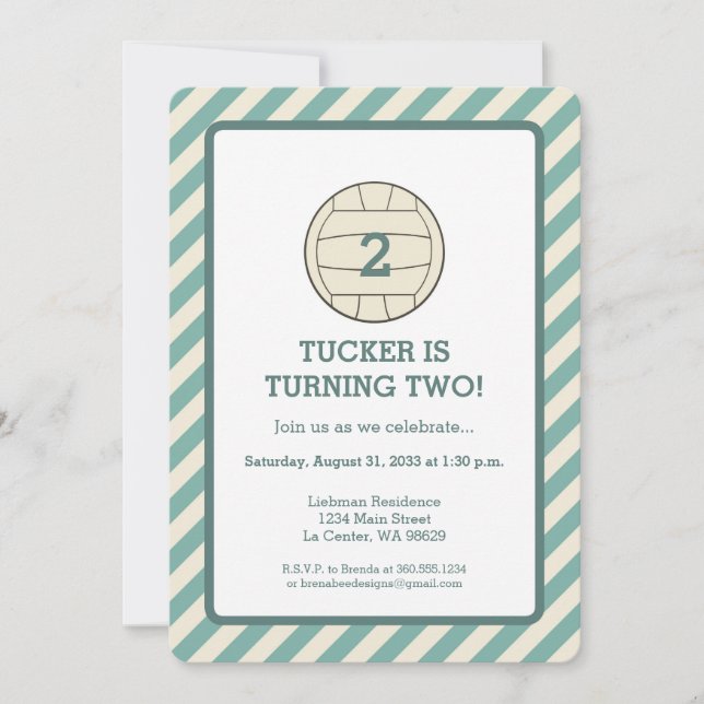 Invitación Fiesta de cumpleaños de voleibol (Anverso)