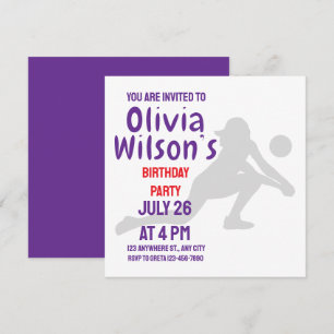 Invitación Fiesta de cumpleaños de voleibol, Chica de jugador
