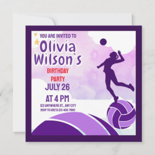 Invitación Fiesta de cumpleaños de voleibol, Chica de jugador