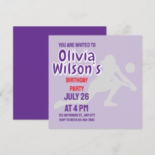 Invitación Fiesta de cumpleaños de voleibol, Chica de jugador