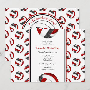 Invitación fiesta de cumpleaños de voleibol chicas deportivos