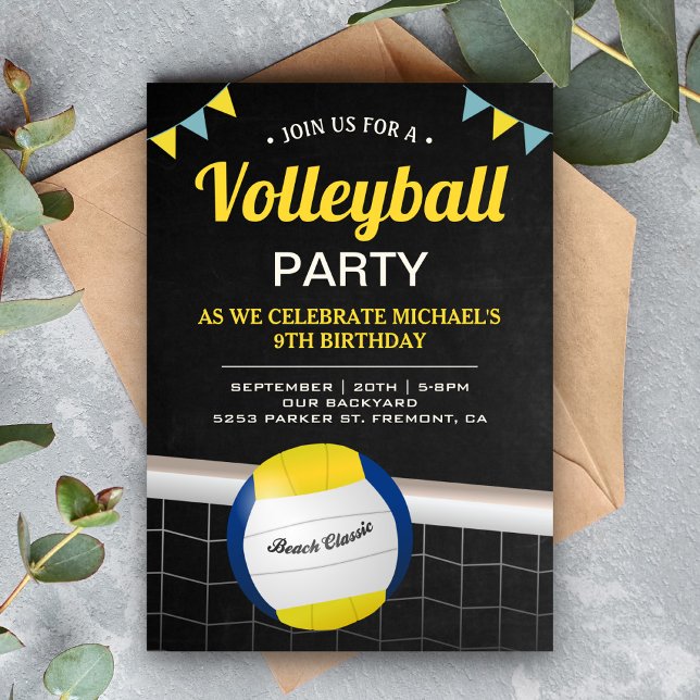 Invitación Fiesta de Cumpleaños de Voleibol de Playa (Subido por el creador)