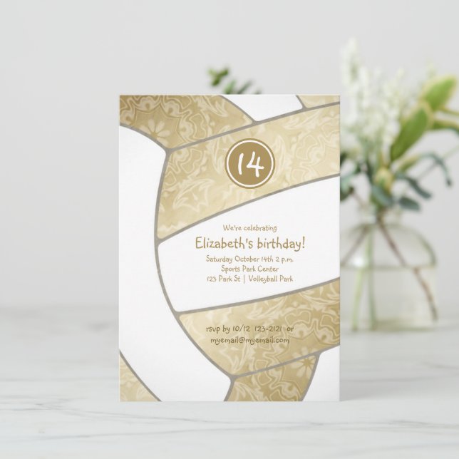 Invitación fiesta de cumpleaños de voleibol giratorio (Anverso de pie)