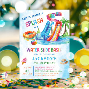 Invitación Fiesta de cumpleaños de Water Slide Bash Splash