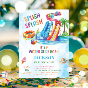 Invitación Fiesta de cumpleaños de Water Slide Splish Splash