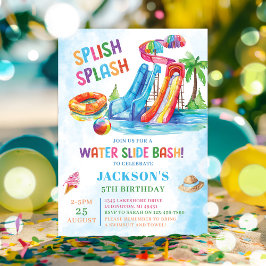 Invitación Fiesta de cumpleaños de Water Slide Splish Splash