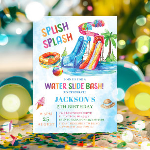 Invitación Fiesta de cumpleaños de Water Slide Splish Splash