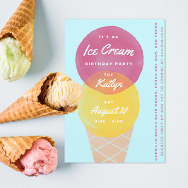 Invitación Fiesta de cumpleaños de Watercolor Ice Cream