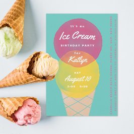 Invitación Fiesta de cumpleaños de Watercolor Ice Cream