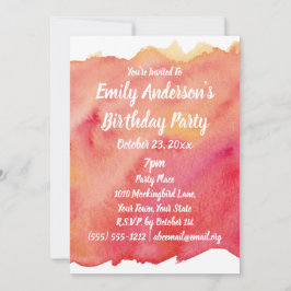 Invitación Fiesta de cumpleaños de Watercolor Sunset