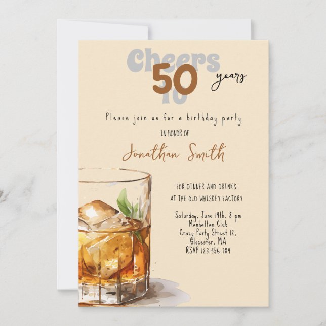 Invitación fiesta de cumpleaños de Whiskey (Anverso)