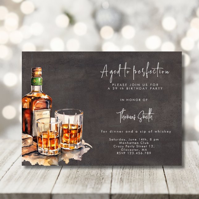 Invitación Fiesta de cumpleaños de whisky envejecido a la per (Subido por el creador)
