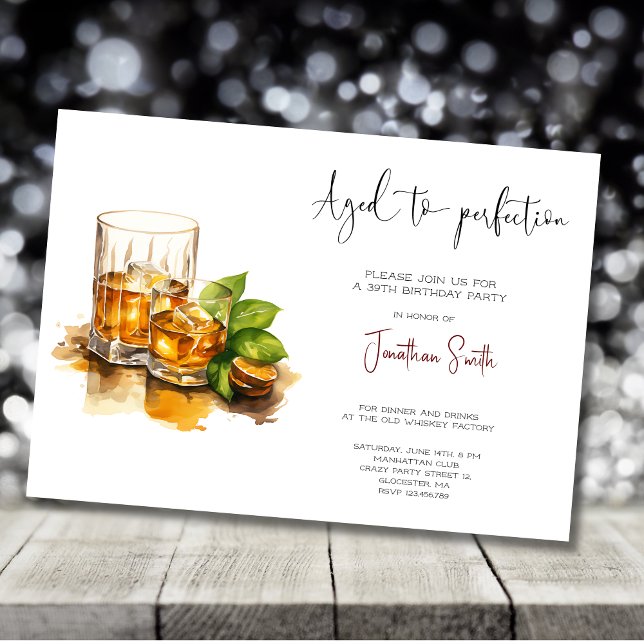 Invitación Fiesta de cumpleaños de whisky envejecido a la per (Subido por el creador)