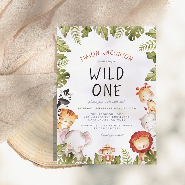 Invitación Fiesta de cumpleaños de Wild One Safari Animals (Subido por el creador)