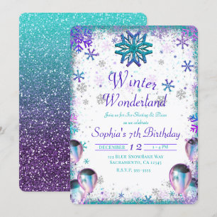 Invitación Fiesta de cumpleaños de Winder Wonderland azul ver