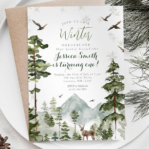 Invitación Fiesta de cumpleaños de Winter Monederland Woodlan